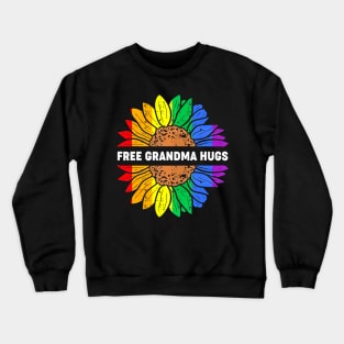 Free Grandma Hugs Lgbt Daisy Hippie Gay Pride Crewneck Sweatshirt